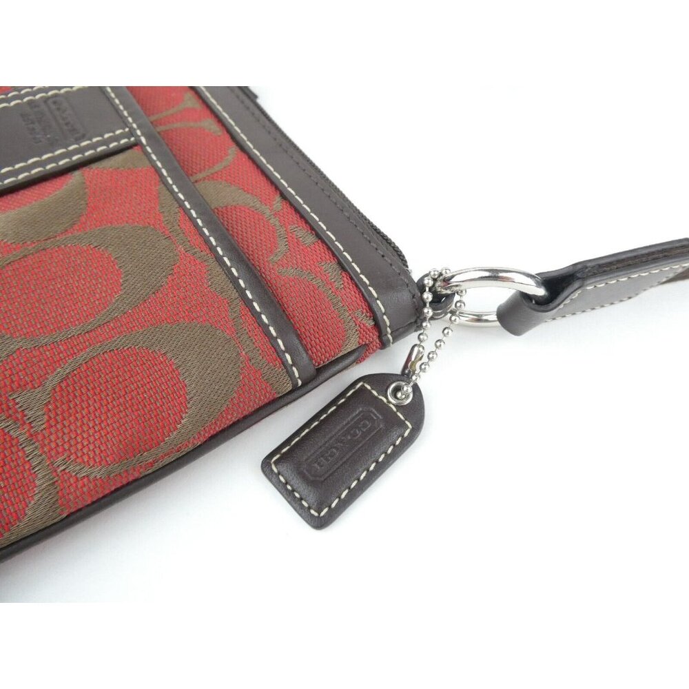 Coach Signature Jacquard Red Brown Stripe Swingpack  6016 - Picture 14 of 16